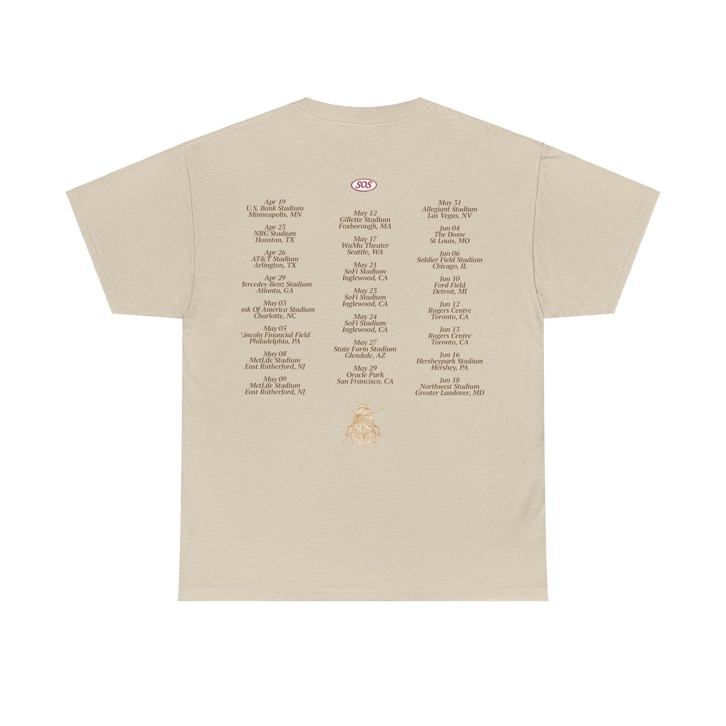 SZA LANA MERCH - SAND LANA SOS TOUR DATES TEE