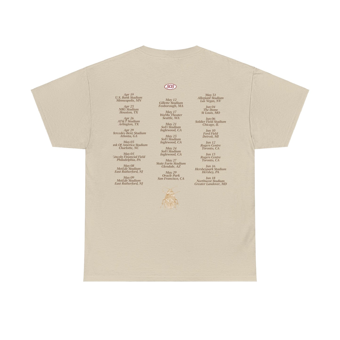 SZA LANA MERCH - SAND LANA SOS TOUR DATES TEE