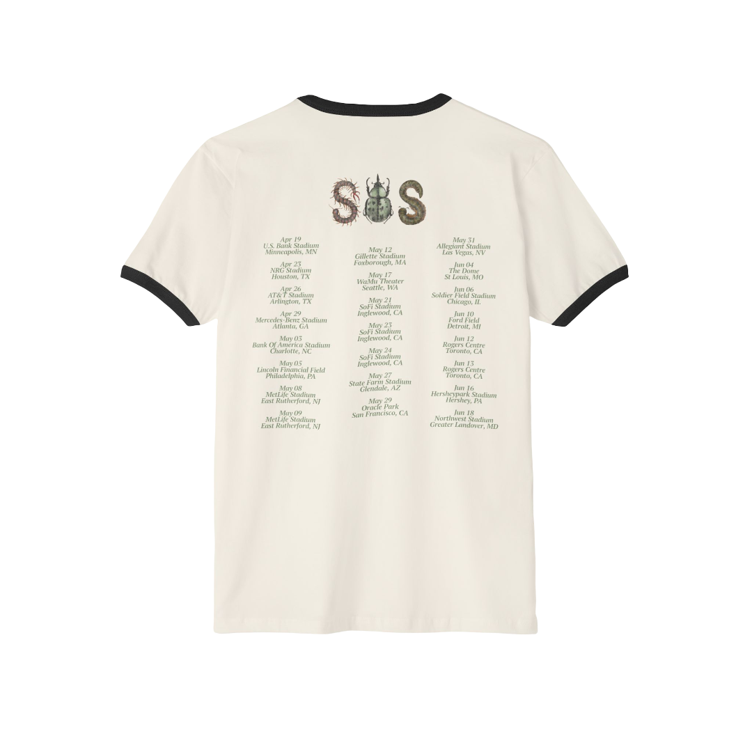 SZA LANA MERCH - BEETLE RINGER SAND TOUR DATES TEE