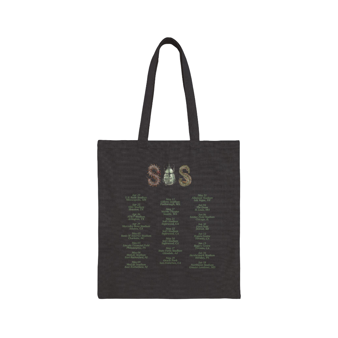 SZA LANA MERCH - SZA LANA SOS NATURAL / BLACK TOUR DATES TOTE BAG