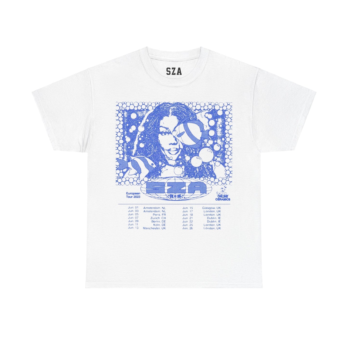 SZA SOS MERCH - WHITE SOS EUROPE TOUR T-SHIRT