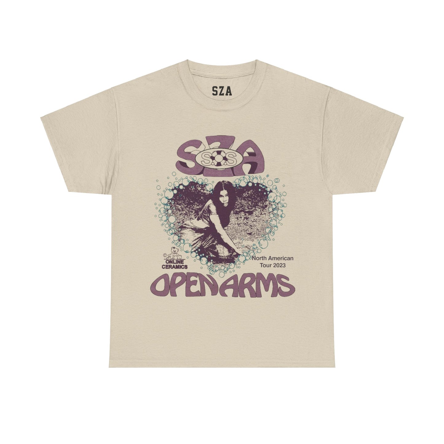 SZA SOS MERCH - SZA OPEN ARMS TOUR SAND TEE