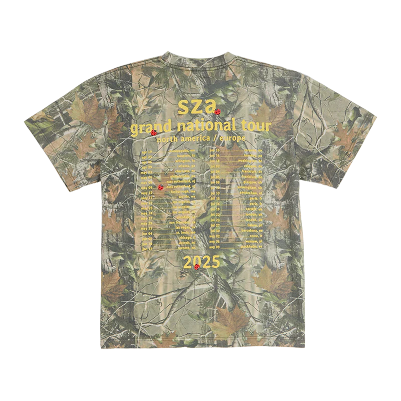 SZA SOS MERCH - GRAND NATIONAL TOUR I HEART SZA CAMO TEE
