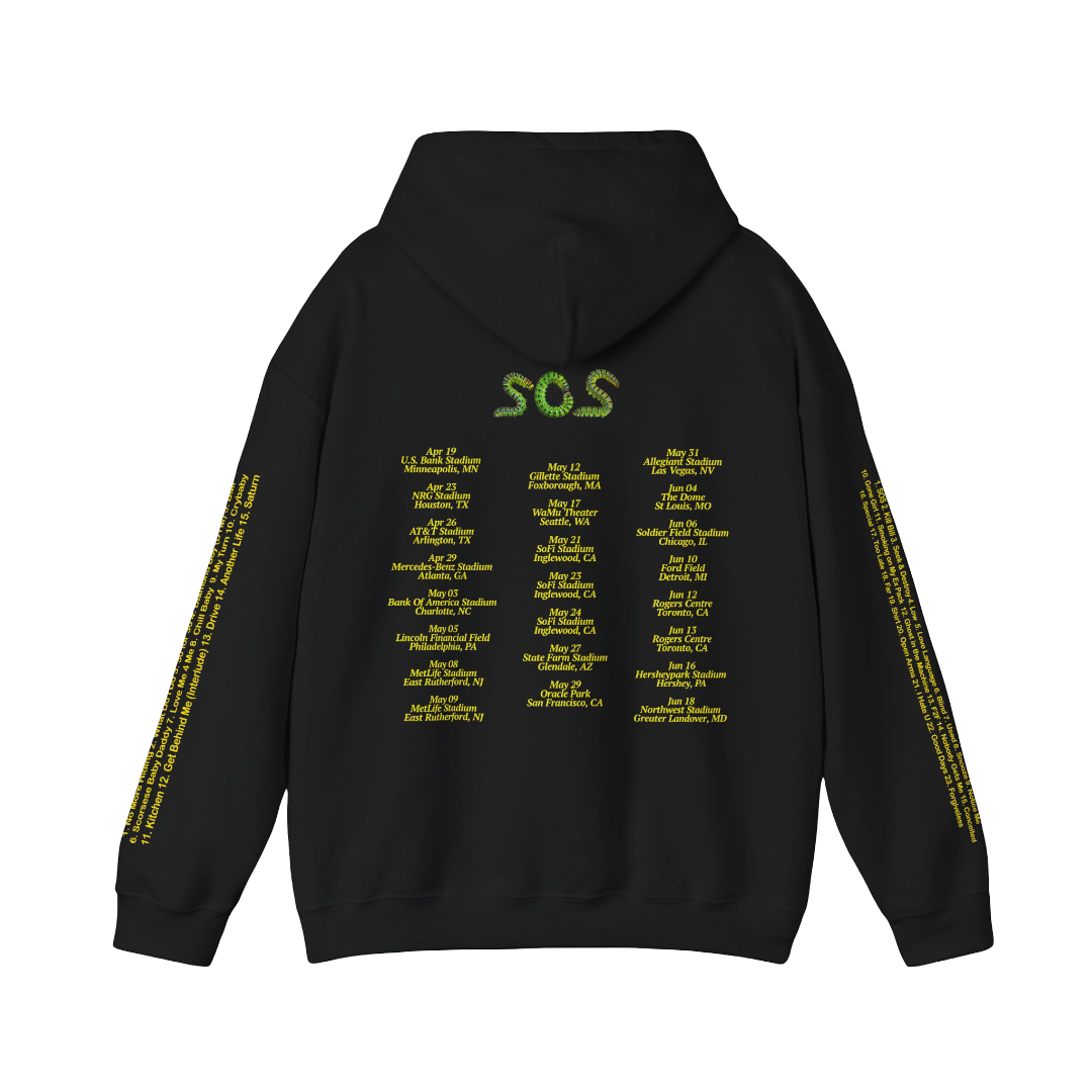 SZA LANA MERCH - SIGNATURE BLACK ARM TOUR DATES HOODIE