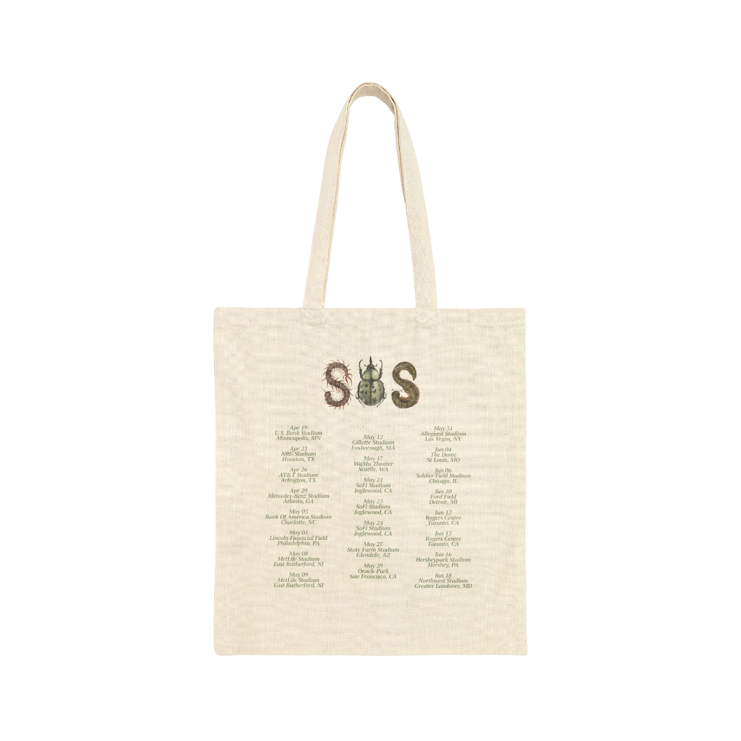 SZA LANA MERCH - SZA LANA SOS NATURAL / BLACK TOUR DATES TOTE BAG