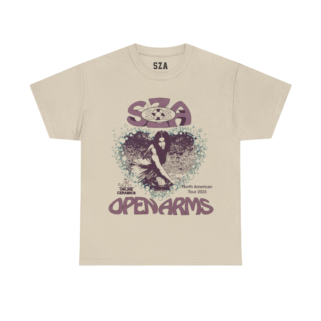 SZA SOS MERCH - SZA OPEN ARMS TOUR SAND TEE