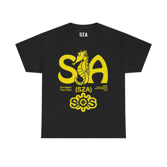 SZA SOS MERCH - SZA SEAHOUSE EUROPE TOUR BLACK TEE