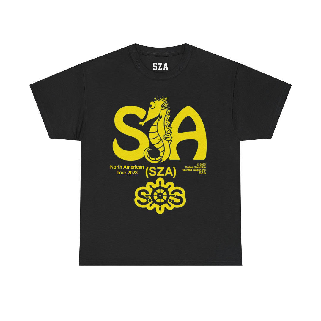 SZA SOS MERCH - SZA SEAHOUSE TOUR BLACK TEE