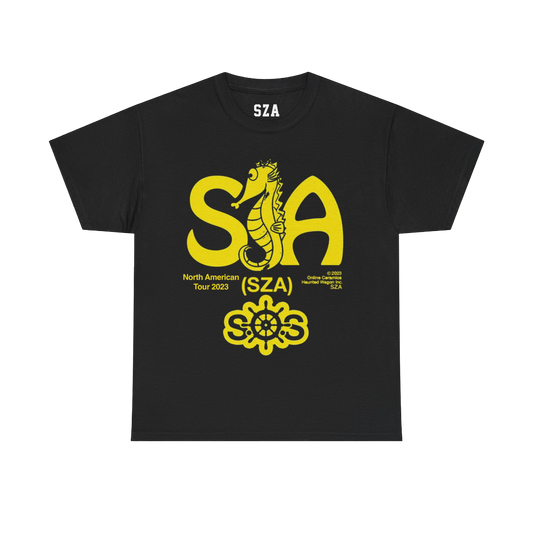 SZA SOS MERCH - SZA SEAHOUSE TOUR BLACK TEE