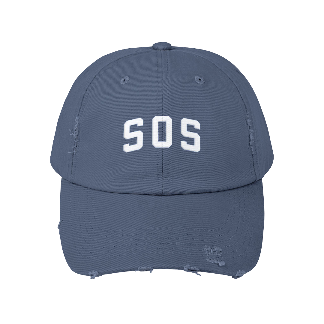 SZA SOS MERCH - SZA SOS DISTRESSED BLUE HAT
