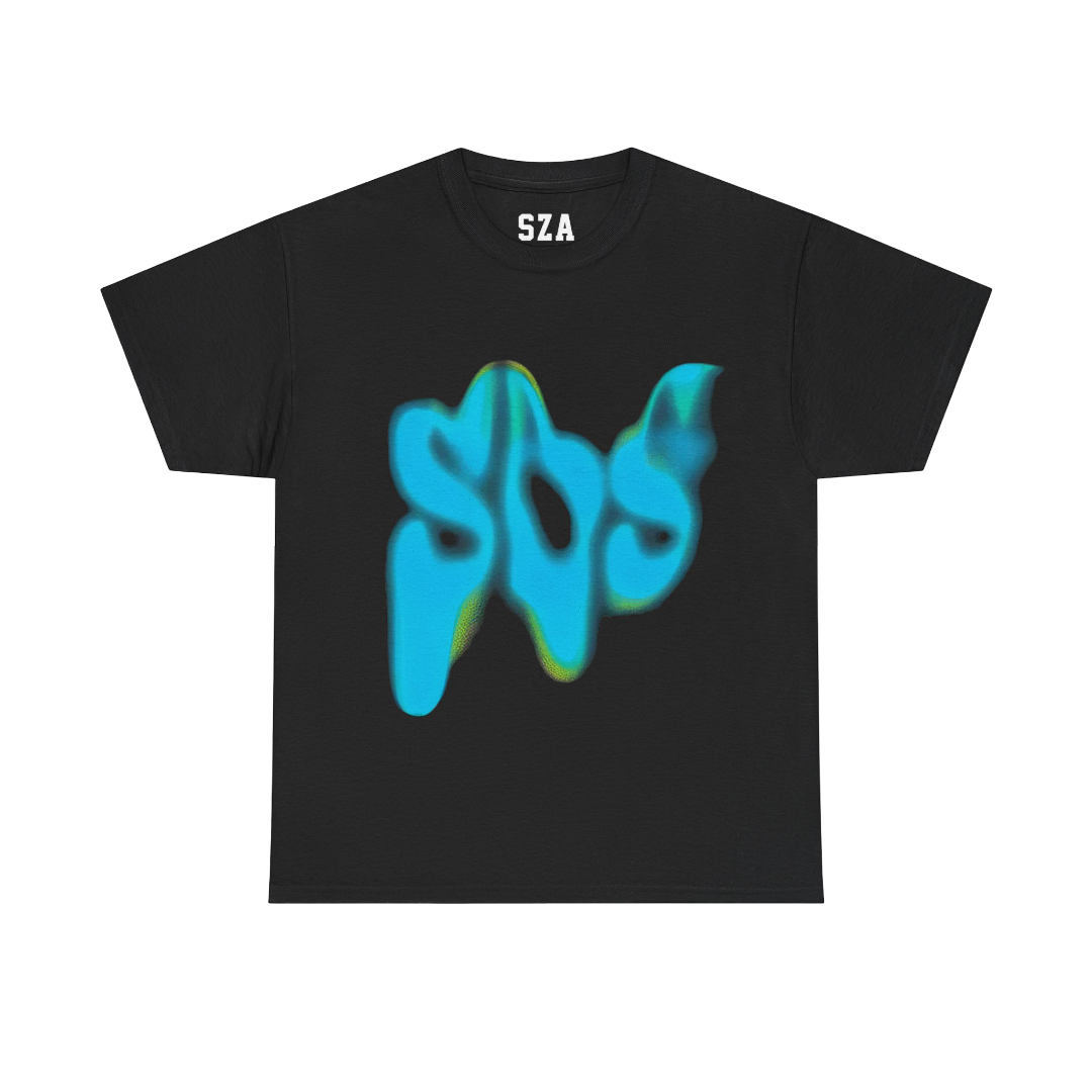 SZA SOS MERCH - SZA SOS GLOW BLACK TEE