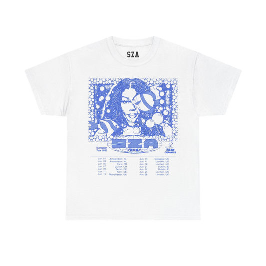 SZA SOS MERCH - WHITE SOS EUROPE TOUR T-SHIRT